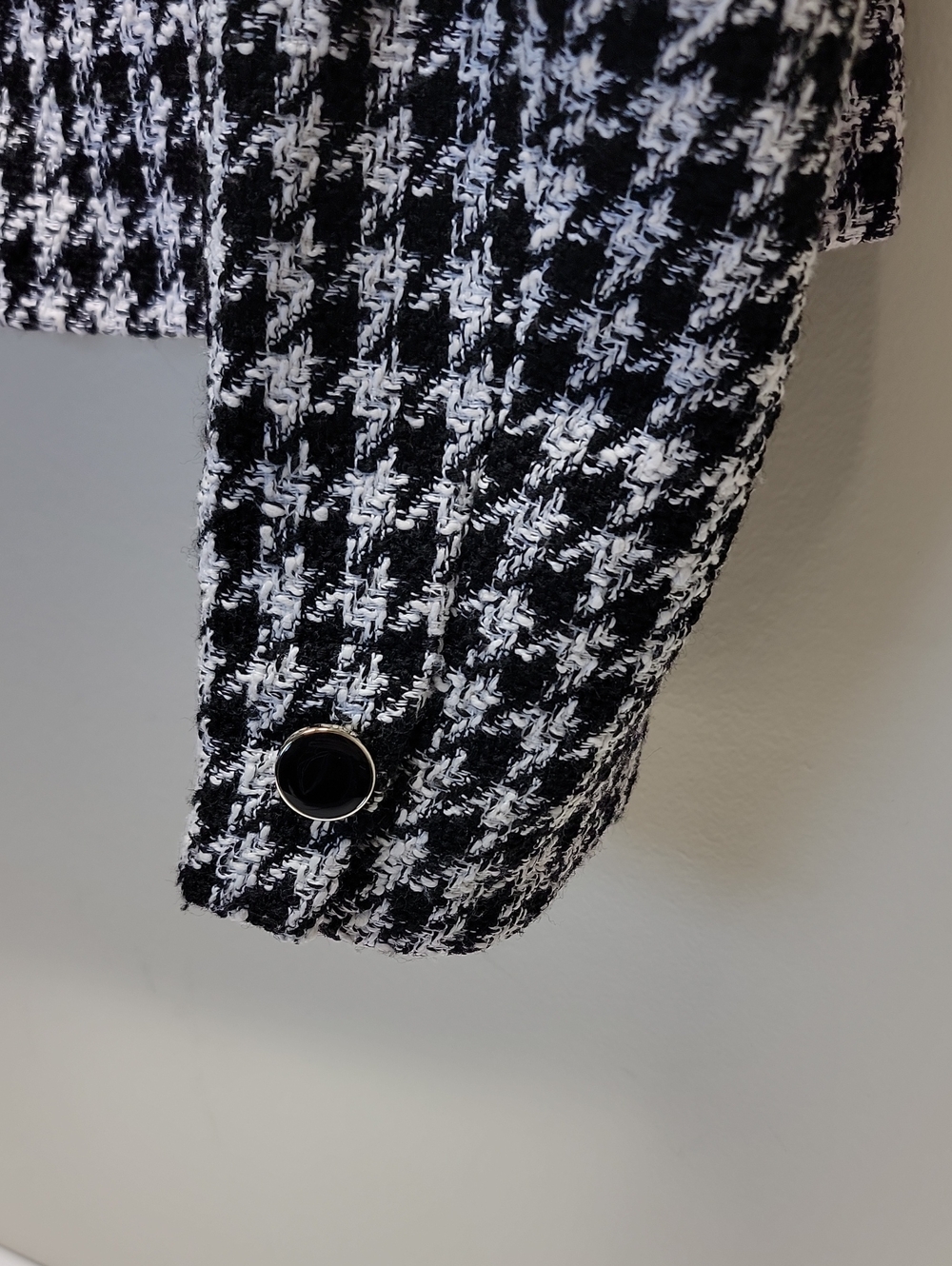 Maison d'Amélie Houndstooth Cropped Blazer Jacket - Black & White Sz 4 Perfect - Picture 5 of 14